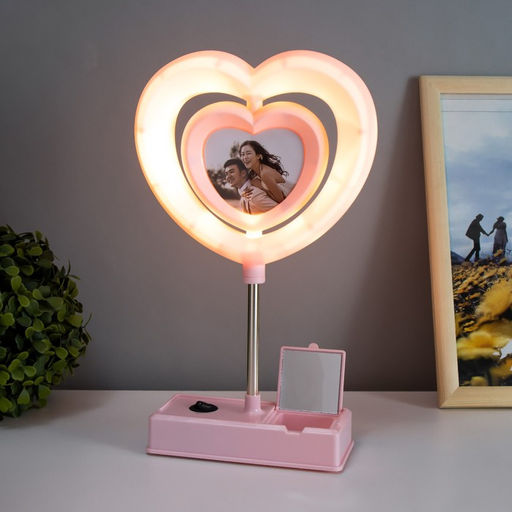 Ночник «Сердце» с фоторамкой LED USB АКБ МИКС 7×15.5×30 см RISALUX