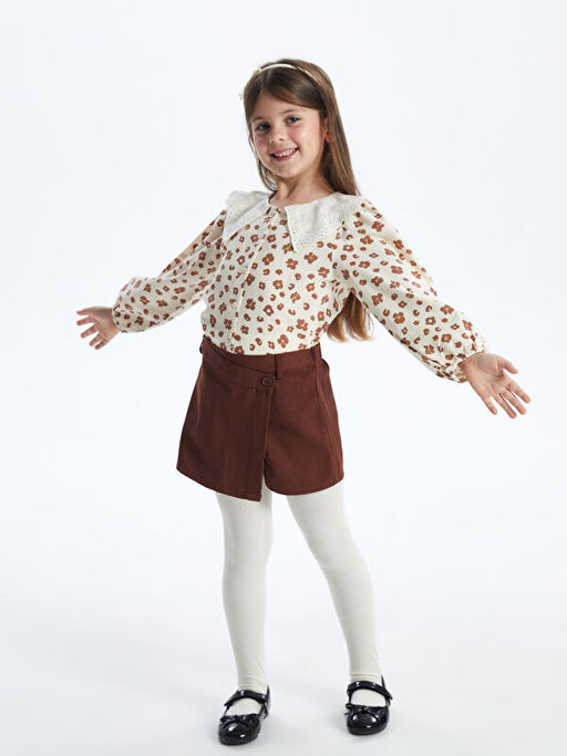 Bebe Yaka ?i?ekli K?z Bebek G?mlek ve ?ort Etek 2li Tak?m - Waikiki фото 4