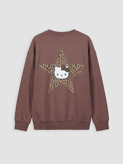 Bisiklet Yaka Hello Kitty Bask?l? K?z ?ocuk Sweatshirt
