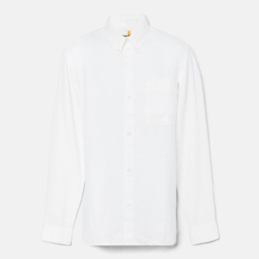 Мужская рубашка Timberland Shirt Linen Pocket белая  фото 5