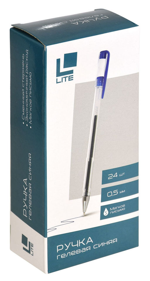 Цена за 17 шт. Ручка гелевая LITE 0,5 мм синяя, круглый корпус