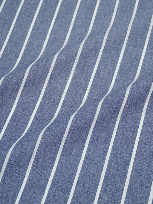 Вареный (стираный) хлопок "Белая полоска (3мм)на джинсово-синем меланже", ш.2.5м, хл-100%,110гр/м.кв