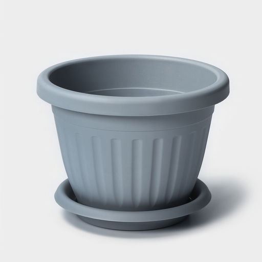 Горшок для цветов с поддоном Сильвер ЭКО, 1.9 л, d=18 см, светло-серый