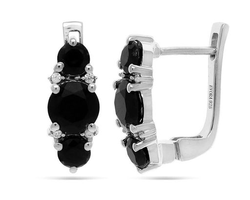 Серьги из серебра сапфир корунд, Кокетка