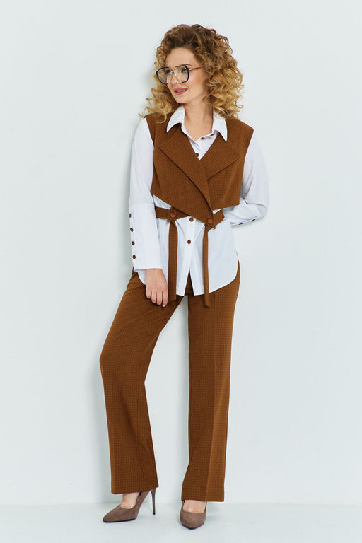 Костюм Euro Moda 534 горчичный, белый