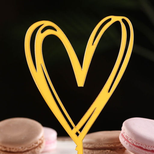 Цена за 3 шт. Топпер для торта Сердце, золото - Дарим Красиво фото 2