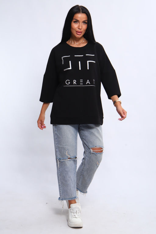 Свитшот 375702 оверсайз трикотажный