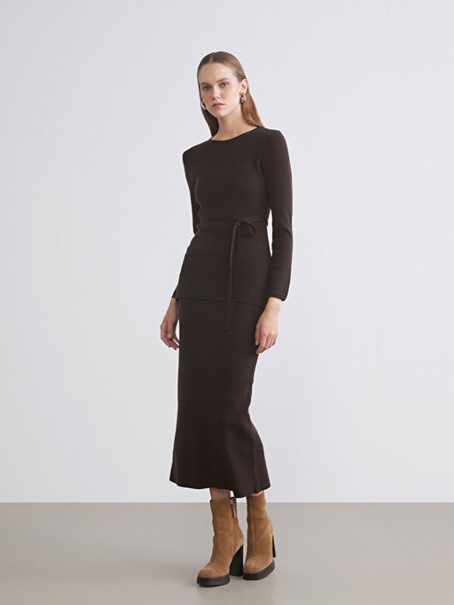 Beli Lastikli Y?rtma?l? Triko Etek