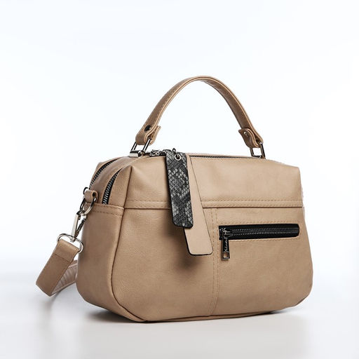 Сумка-саквояж на молнии, цвет бежевый - Simaland фото 5