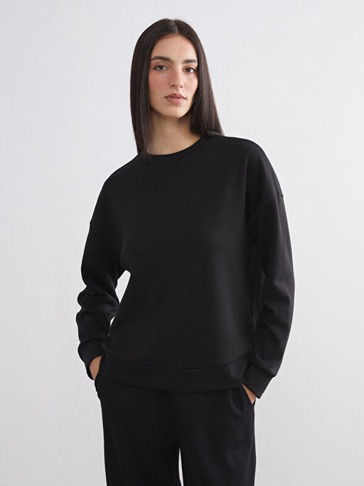 Bisiklet Yaka Oversize Kad?n Sweatshirt