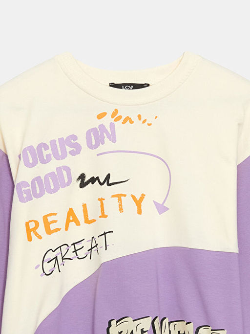 Bisiklet Yaka Bask?l? K?z ?ocuk Sweatshirt - Waikiki фото 3