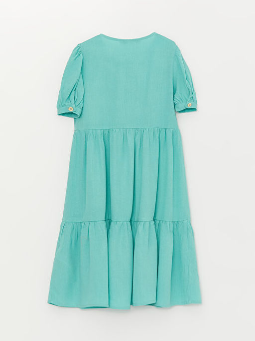 Bisiklet Yaka Basic K?sa Kollu K?z ?ocuk Elbise - Waikiki фото 2