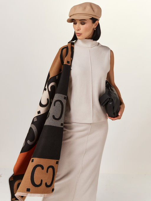 в составе ШЕРСТЬ  и КАШЕМИР Большой, мягкий, теплый  двусторонний палантин - Tantino фото 7