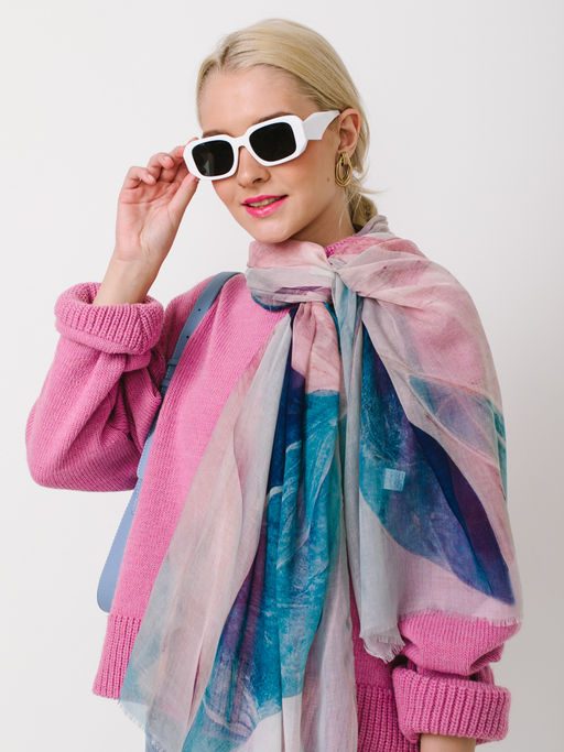 Большой, мягкий, тонкий и очень нежный двусторонний палантин с рисунком в стиле арт-деко - Tantino фото 6