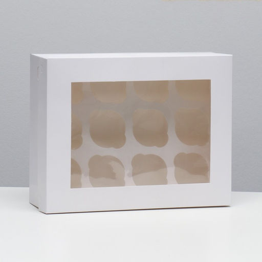 Коробка для 12 капкейков с окном, 32.5×25.5×10 см