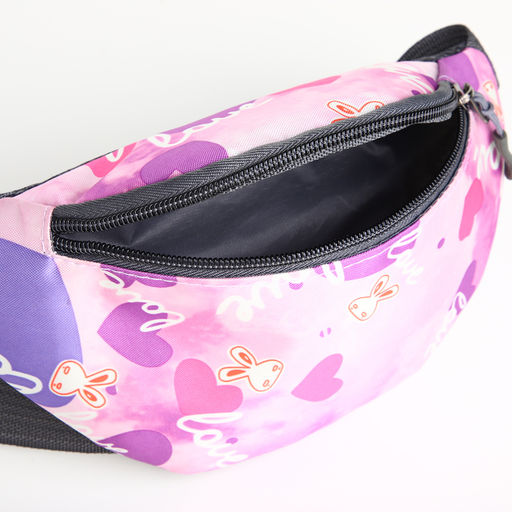 Сумка поясная детская для девочки на молнии, розовая