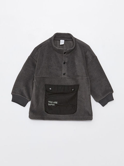 Dik Yaka Uzun Kollu Polar Erkek Bebek Sweatshirt