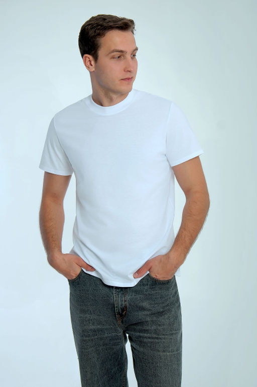 Арт. 61112/9 Футболка мужская однотонная 48-58 (6 шт) Цвет:белый