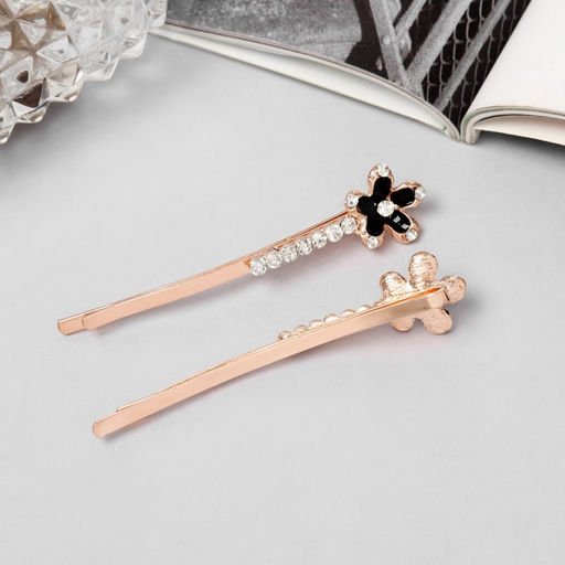 Цена за 2 шт. Невидимки для волос «Фрея», набор 2 шт., цветок, 6 см, розовое золото