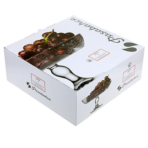 "Лейси (Lacy)" Блюдо стеклянное д30см, на ножке, цветная коробка, Pasabahce (Россия)