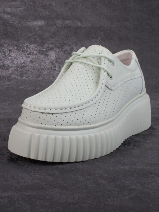 03-PDA169-4 GREEN Полуботинки женские (натуральная кожа)