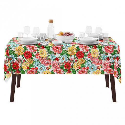 "Дикая роза" Скатерть 240х145см, длина стола до 200см, на 10-12 персон, хлопок "Комфорт" 171г/м2, "Домашняя мода" (Россия)