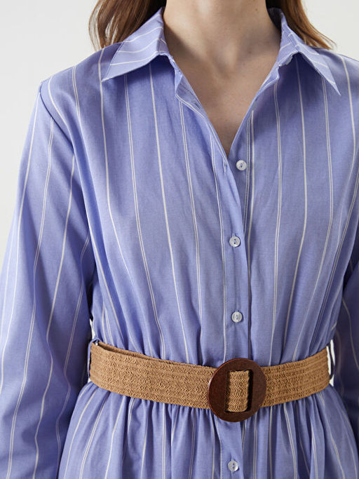 ?izgili Poplin Kad?n G?mlek Elbise