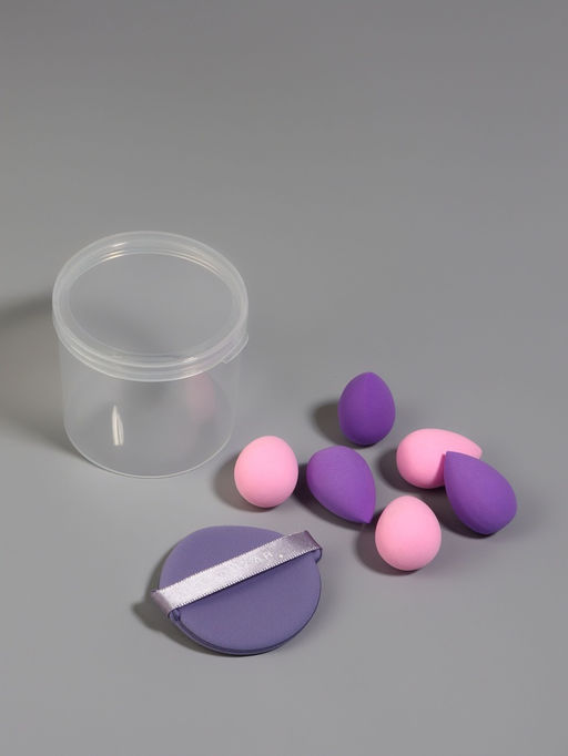 Спонжи для макияжа, в футляре, 7 шт., МИКС