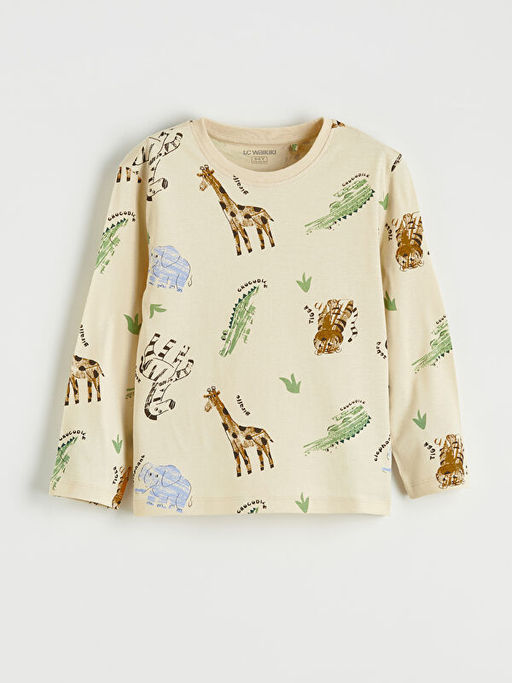 Bask?l? Erkek ?ocuk Pijama Tak?m?