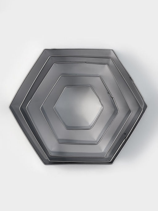 Формы печенья Доляна Шестиугольник, набор 5 шт., 9.6?8.3?2.5 см, нержавеющая сталь, серебристые  фото 4