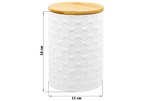 Банка д/хранения 1,1 л 11*11*16 см Аргайл + бамбук.крышка с силикон. упл, белый перламутр, доломит - Elan gallery фото 2