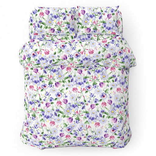 Постельное белье, комплект 2-х спальный "Летний сад" 4 предмета: пододеяльник 175х215см, евро-простыня 220х240см, 2 наволочки 70х70см с клапаном-запахом, бязь 121г/м2, хлопок 100%, упаковка "классическая" ПВХ 32х41см, "Домашняя мода" (Россия)