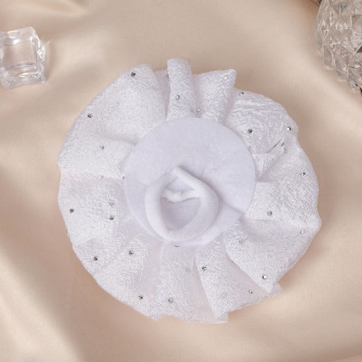 Цена за 6 шт. Бант для волос на резинке «Школьница», капельки синий бант, d=11 см, сине-белый