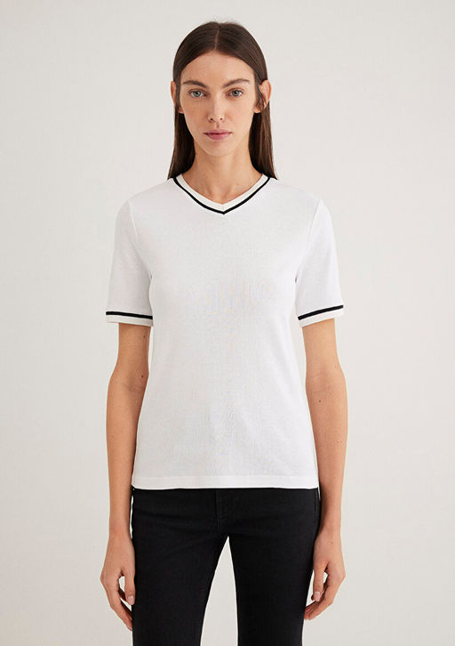 Ekru Tisort - Mavi фото 4