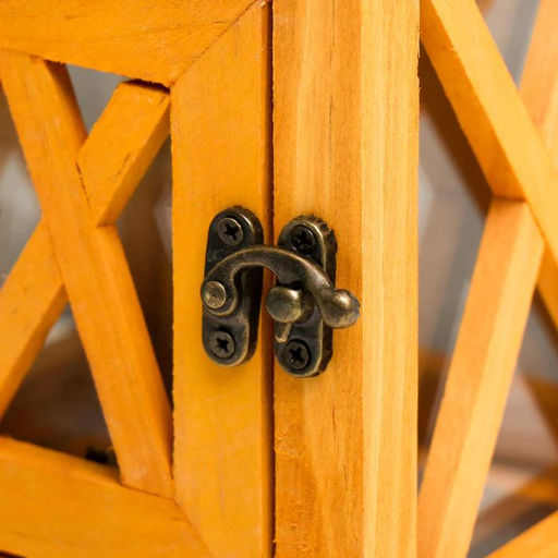 Деревянный подсвечник на 1 свечу «Фонарь трапеция», коричневый, жёлтый, 20.5×12.5×12.5 см