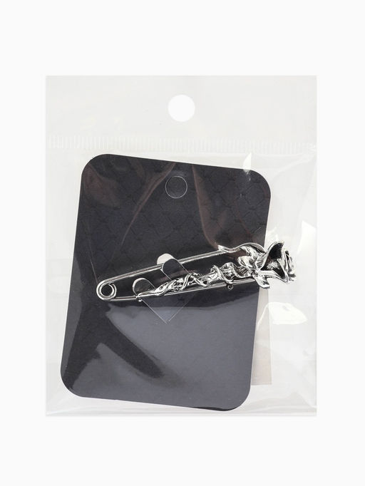 Булавка «Цветок» роза, L=5см, цвет чернёное серебро