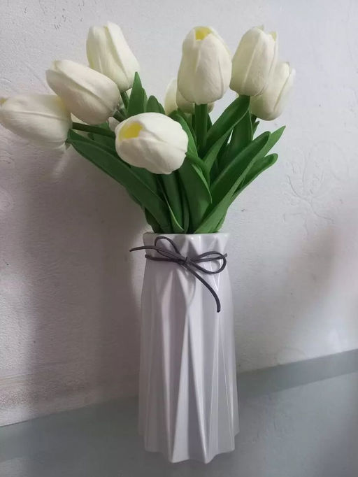 Ваза керамика настольная 18 см Оригами A060236 9х7.5х18 см белая (476908) /DANIKS/  фото 6