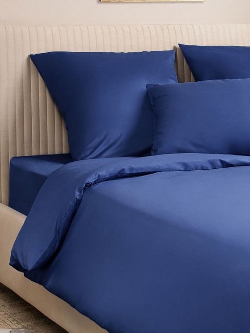 Постельное белье Моноспейс Семейный (2 пододеяльника) + 4 наволочки, темно-синий