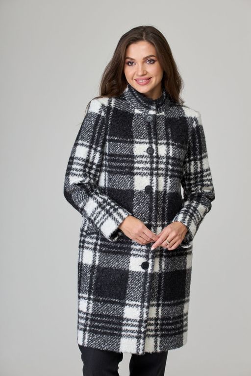 Пальто БелЭльСтиль 841 клетка серая  фото 11