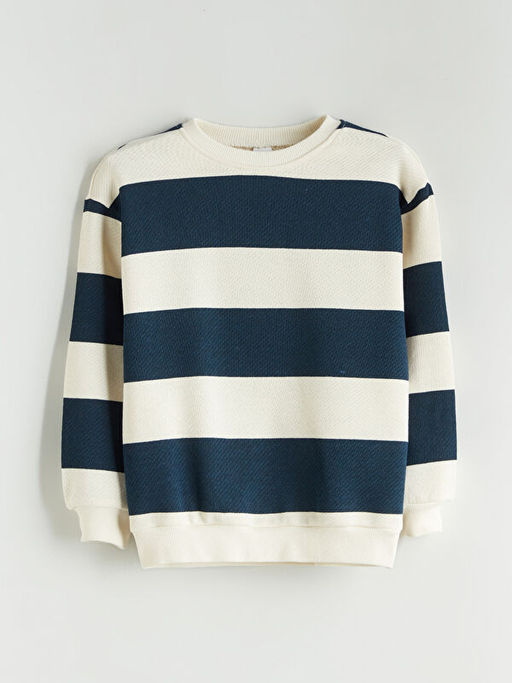 Bisiklet Yaka ?izgili Erkek ?ocuk Sweatshirt