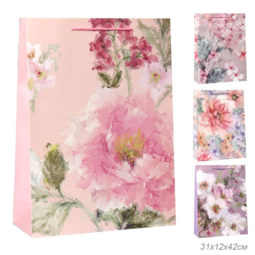 Цена за 12 шт. Пакет подарочный 31x42x12см Цветы / 5310XL /уп 12/300/