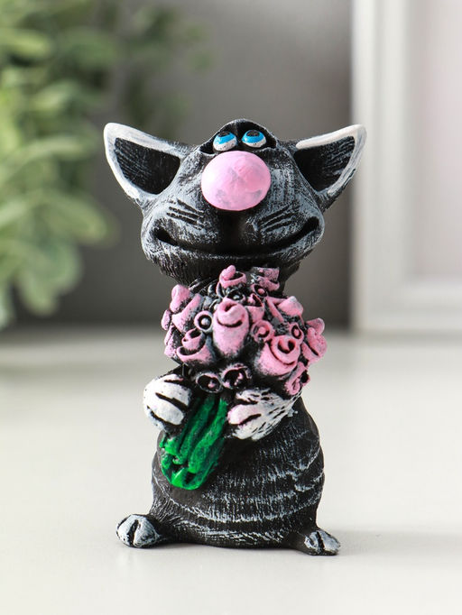 Фигура "Кот с цветами" 8 см