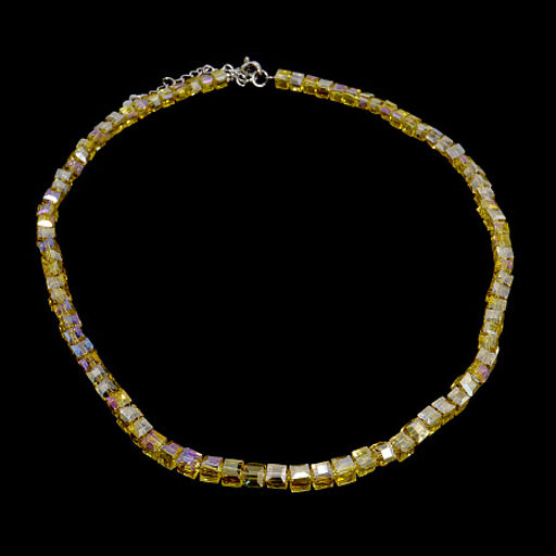 Бусы чокер Кубик хрусталь Желтый топаз 4мм-38см алмазная огранка