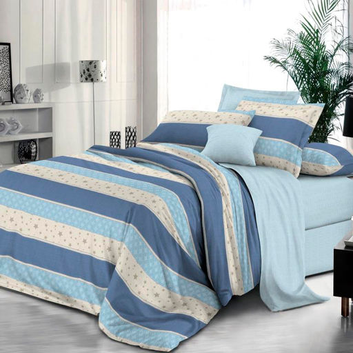 Простыня на резинке 090*200 см, поплин, борт 25 см (Морской стиль (компаньон))