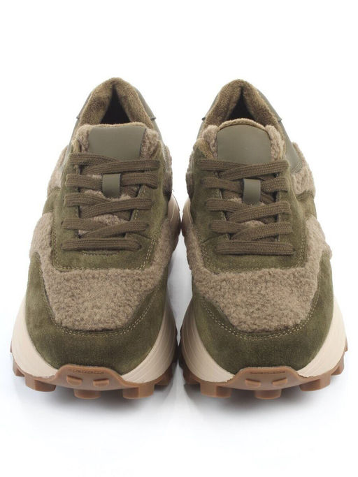 04-P118-2C GREEN Кроссовки демисезонные женские (натуральная замша, натуральная кожа, текстиль)