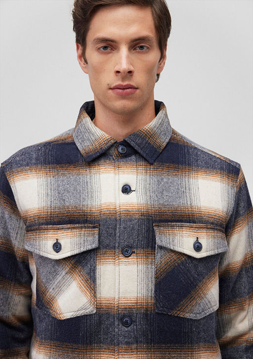 Kareli Gomlek Ceket - Mavi фото 5