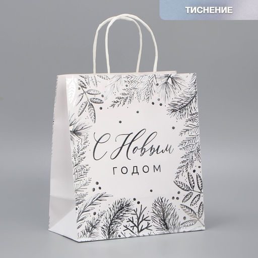 Пакет подарочный крафтовый Серебро, 22 х 25 х 12 см - Дарите счастье фото 8