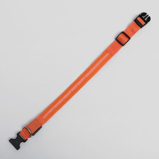 Ошейник с подсветкой размер XL, ОШ 52-60 х 2,5 см, 3 режима свечения оранжевый - Пижон фото 3