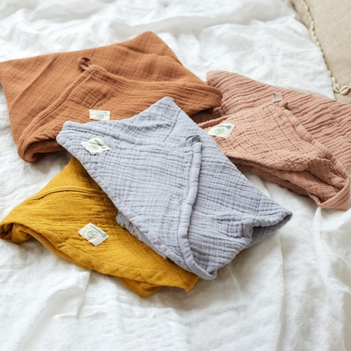 Полотенце уголок муслиновое Крошка Я, 75х75 см, цвет горчичный, 100% хлопок, 3-сл, 180 гр/м2  фото 12