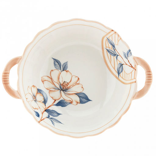 Магнолия Салатник фарфоровый 1л, 23,6х18,9х7,1см, фигурный, с ручками, с деколью, отводка (Китай) - Домашняя мода фото 3